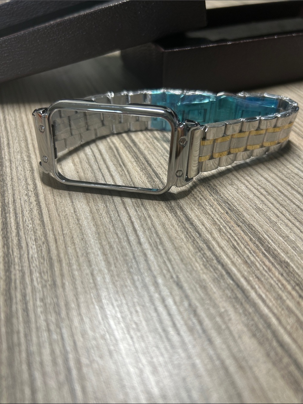 Samsung Galaxy Fit Silver and Gold Metal Link Watch Band